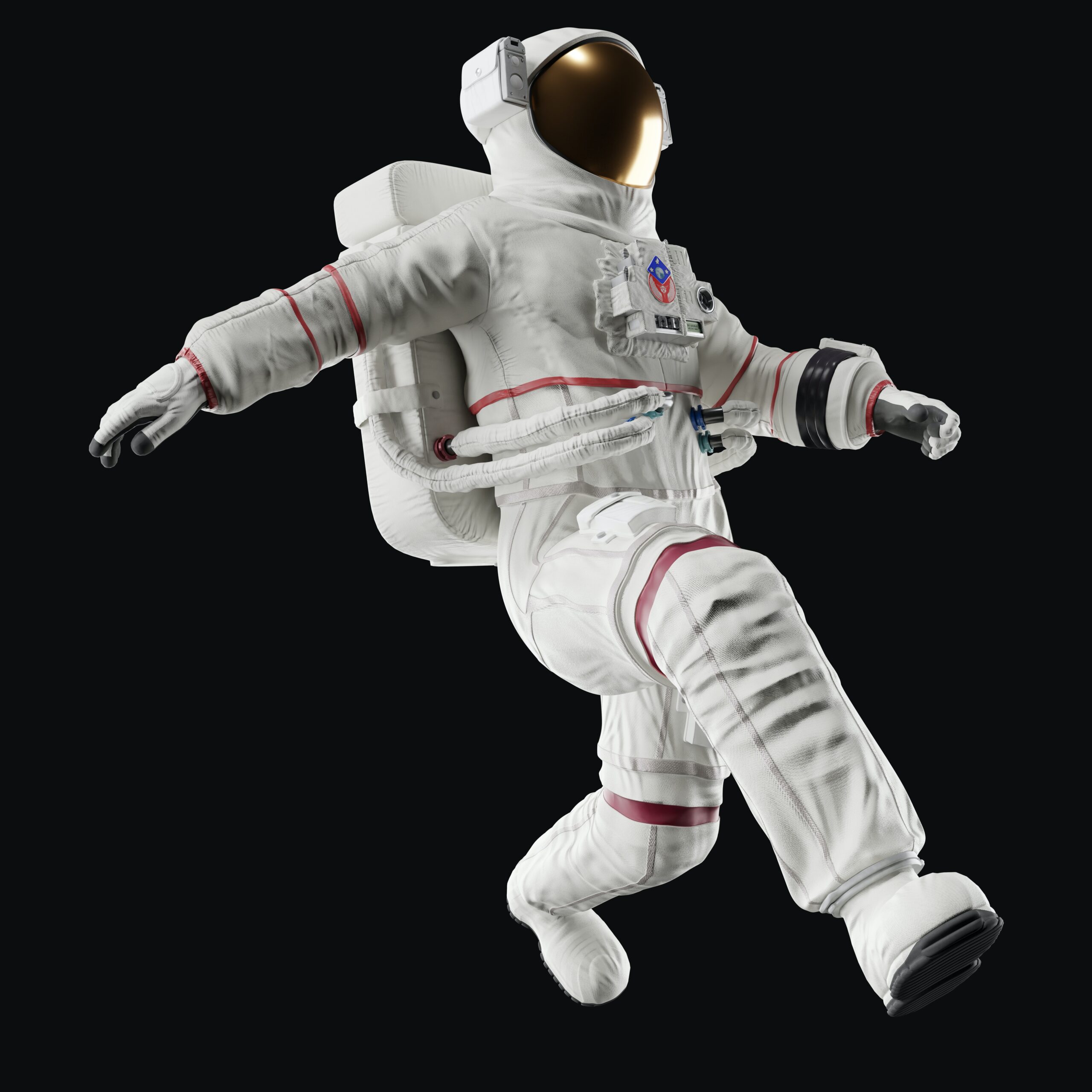 an astronaut in a white space suit is flying through the air